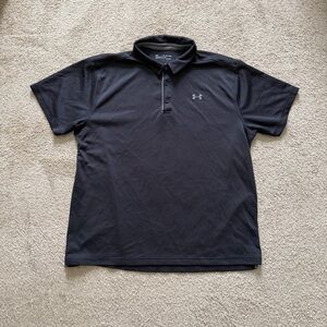 Under Armour  ~ HeatGear Black Polo ~ Loose Fit ~ Golf ~ Casual ~ Size 2XL